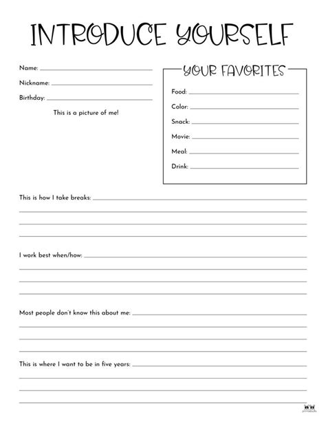 All About Me Printable Worksheets - 50 FREE Printables | Printabulls