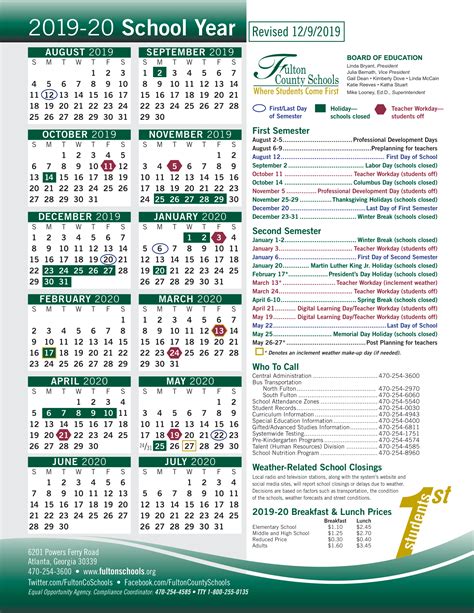 Fulton County Public Schools Calendar | County School Calendar