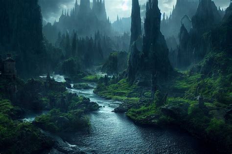 Fantasy Landscapes Elven City Digital Print Screen Saver Fantasy Art ...