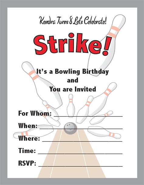 Bowling Party Invitation Template Free