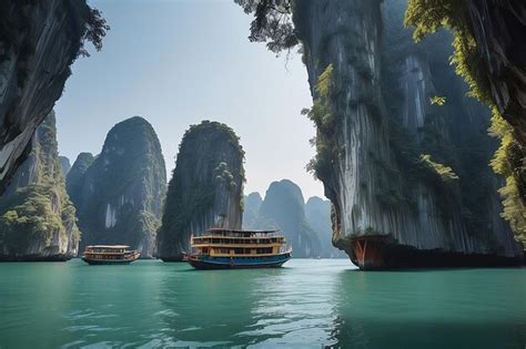 Premium Photo | Ha long bay unique limestone rock islands and karst ...