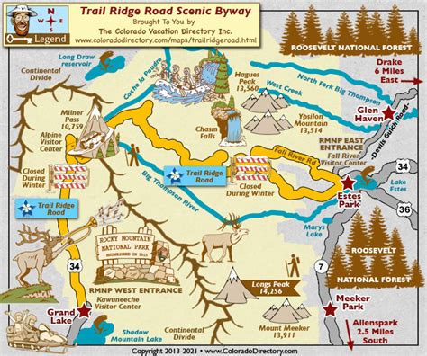 Trail Ridge Road Scenic Byway Map | Colorado Vacation Directory