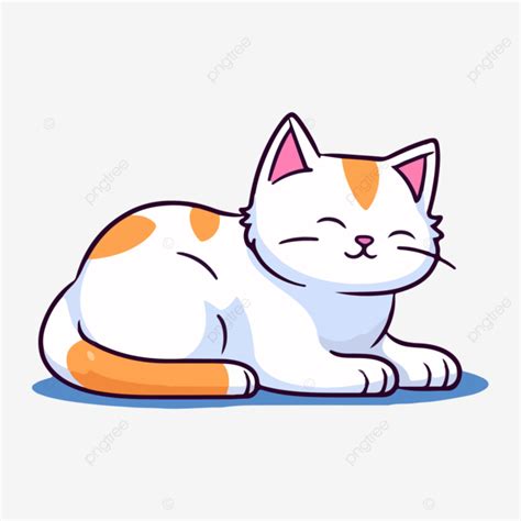 Cartoon White Cat Laying Down Vector, Cat Clipart, Cartoon Clipart ...