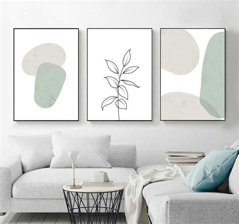 Neutral Abstract Art Instant Download Leaf Art Prints Set | Etsy