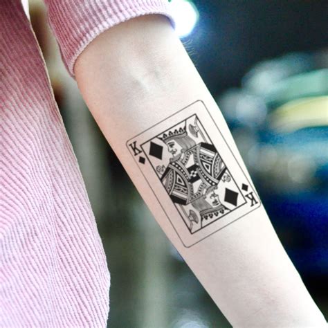 King of Diamonds Playing Card Temporary Tattoo Sticker (Set of 2) in ...