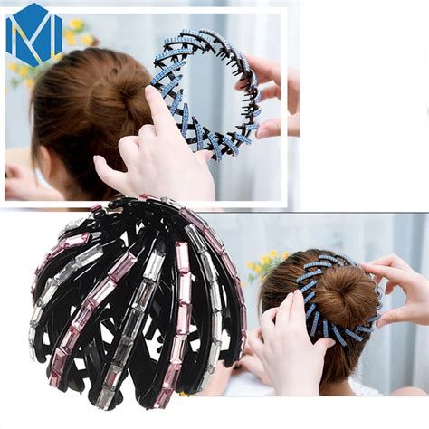 M MISM 2019 New Rhinestone Hair Accessories Women Donut Bun Hairstyles ...