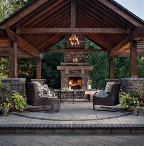 Rustic Outdoor Kitchens Screened Porch | Opnodes | Backyard fireplace ...