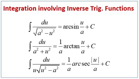 Integration Using Inverse Trigonometric Functions (examples, solutions ...