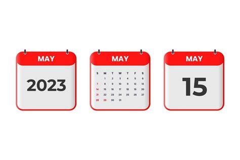 May 2023 calendar design. 15th May 2023 calendar icon for schedule ...