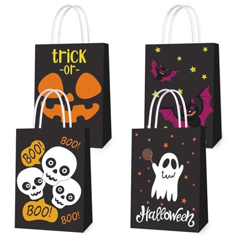 16 PCS Halloween Treat Bags for Kids Trick or Treat Candy Bags, Glow in ...