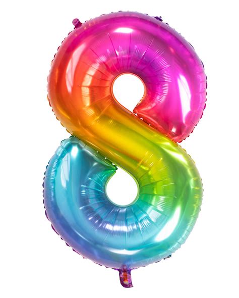 Foil Balloon Number 8 Rainbow | Helium & Balloon | Horror-Shop.com