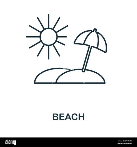 Beach line icon. Monochrome simple Beach outline icon for templates ...