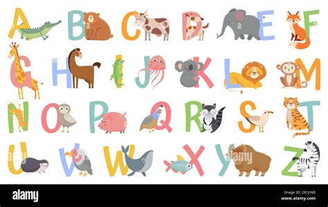 Cartoon Animals Alphabet für Kinder. Lernen Sie Buchstaben mit lustigen ...