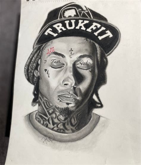 Lil Wayne /portrait Drawing / Original Art/ Wall Décor/ Wall Art/ Hip ...