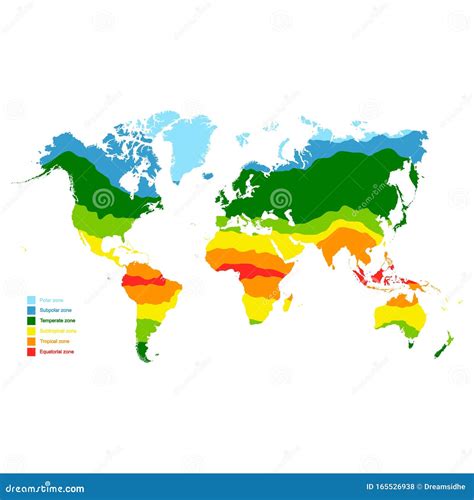 Map with World Climate Zones Stock Vector - Illustration of continent ...