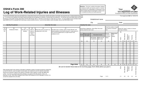 Osha 300 Fillable Form - Printable Forms Free Online