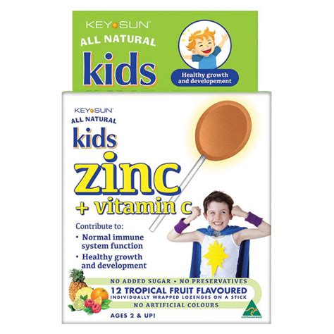 Buy Key Sun All Natural Kids Zinc Plus Vitamin C 12 Lozenges Online at ...