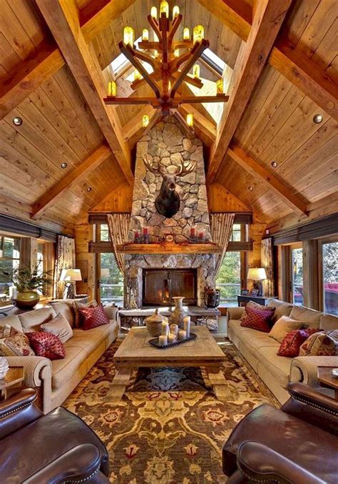 Modern Log Home Interior Decorating Ideas Cabin Log Interior Living ...