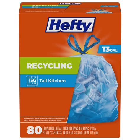 Hefty Recycling Bags, Blue, 13 Gallon, 80 Count - Walmart.com