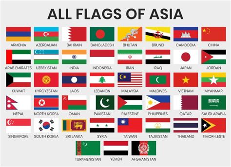 Download Set of Flags of Asian Countries for free | Asia map, Asian ...