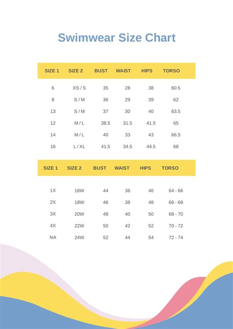 Swimwear Size Chart in PDF - Download | Template.net