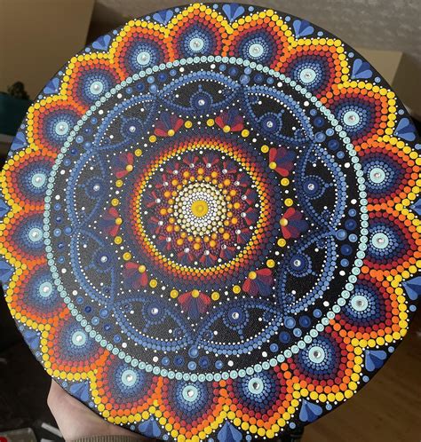 Finally finished my mandala dot painting on 14 in canvas :) : r/Mandala