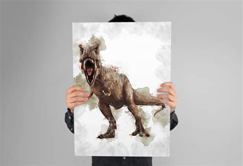 T-REX POSTER Dinosaur Poster Tyrannosaurus Rex Poster Watercolor Art ...