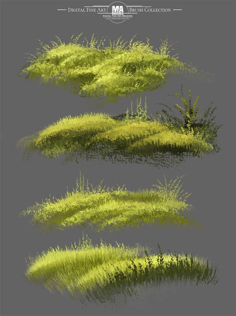 Concept Art and Photoshop Brushes - MA-Brush example of different Grass ...