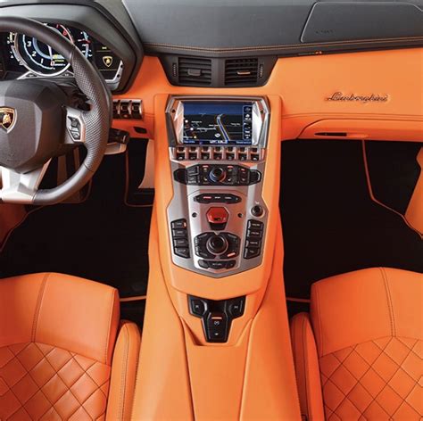 An Orange leather interior from a Lamborghini Aventador painted in ...