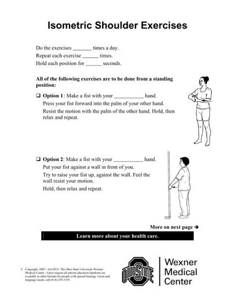 Isometric Shoulder Exercises Handout