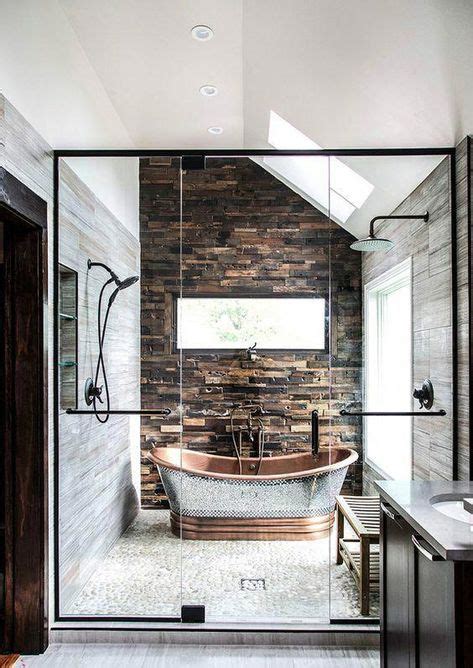 Summer style!! Glass and iron shower with the soaking tub inside the ...