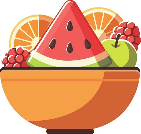 Fruit salad or bowl of fruit simple style vector illustration, Fruit ...