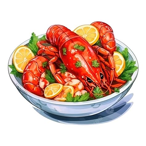 Boiled Lobster Salad Cartoon Seafood, Cartoon Clipart, Salad Clipart ...