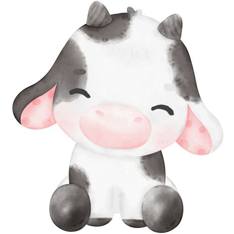 Cute Baby Cow watercolor Illustration 17745572 PNG