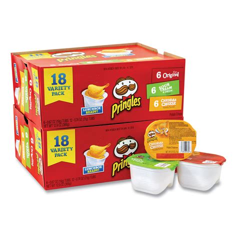 Pringles Potato Chips, Assorted, 0.67 oz Tub, 18 Tubs/Box, 2 Boxes ...