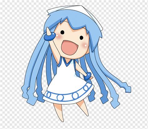 Squid Girl Anime Chibi Drawing, koi, blue, white, mammal png | PNGWing