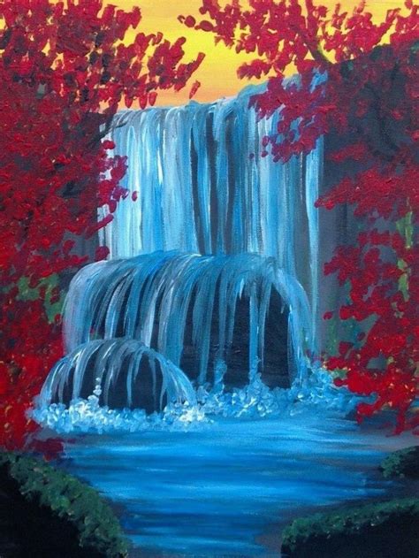 40 tutoriales de pintura acrílica e ideas para principiantes Waterfall ...