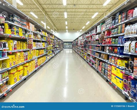 Supermarket - Grocery Store with Food Section Aisle - Editorial Image ...