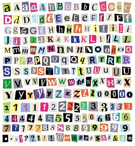 Vector Ransom Note- Cut Paper Letters, Numbers, Symbols Sticker ...