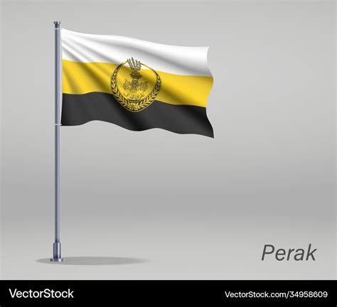 Waving flag perak - state malaysia Royalty Free Vector Image