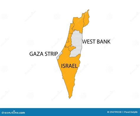 Israel, Gaza, West Bank Map, Vector Illustration. Stock Vector ...