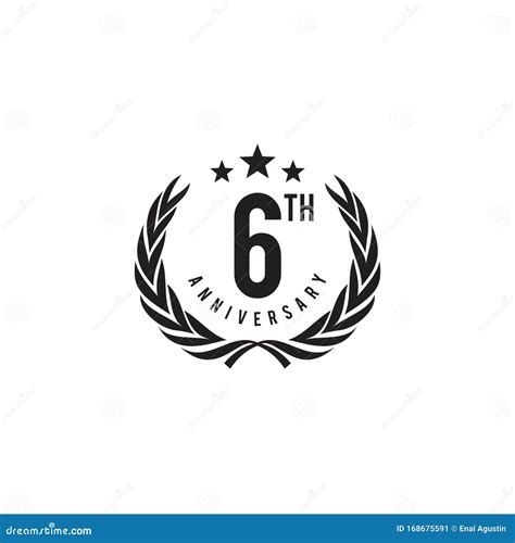 6th Year Anniversary Emblem Logo Design Vector Template Stock Vector ...