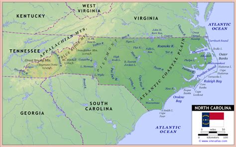 Physical Map Of North Carolina - Maps For You