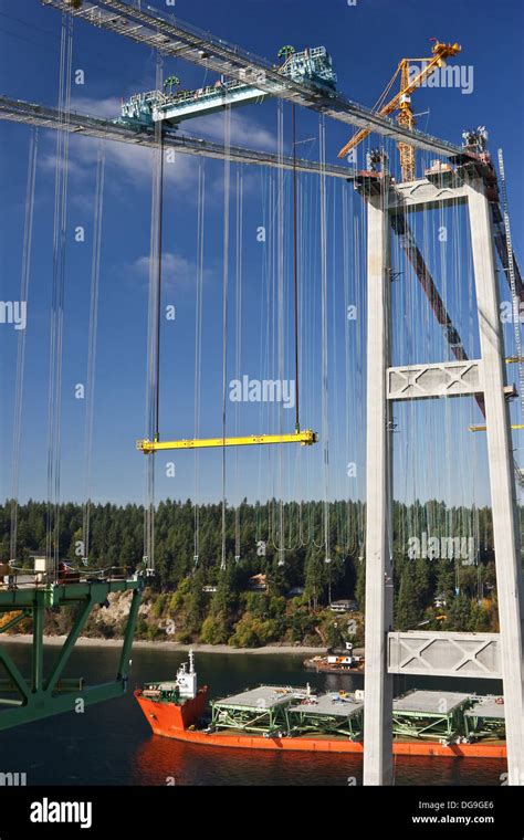 Construction of the new Tacoma Narrows Bridge Stock Photo - Alamy