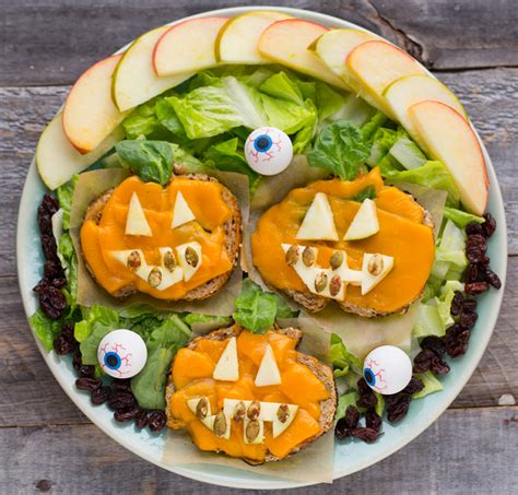 Halloween Avocado Toast Snack Platters - HealthyHappyLife.com