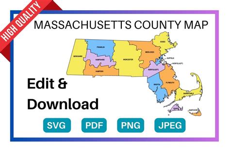 Massachusetts County Map: Editable & Printable State County Maps