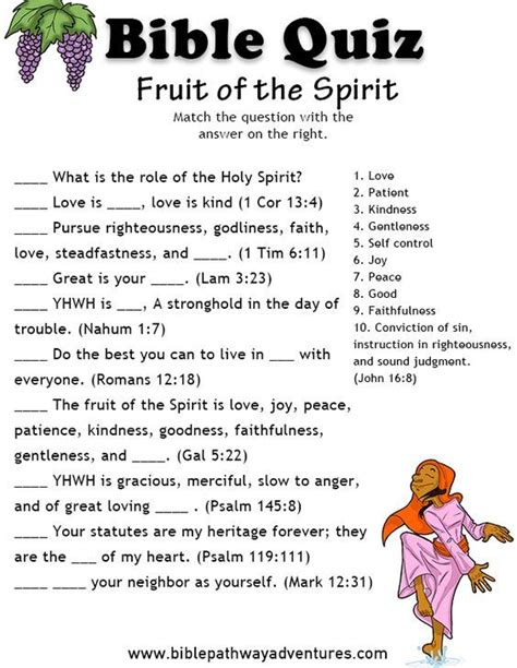 Printable bible quiz - Fruit of the Spirit. Bible Activities For Kids ...