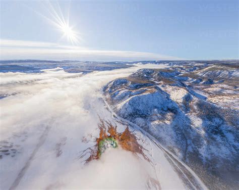 Aerial view of Grand Prismatic Spring, Yellowstone National Park, USA ...