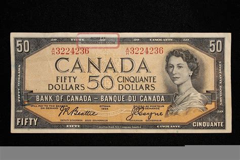 1954 Canada. 50 Dollars. Series A/h. Beattie - Coyne.