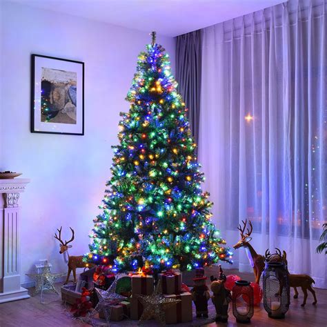 Costway 8Ft Pre-Lit Artificial Christmas Tree Hinged 750 LED Lights ...